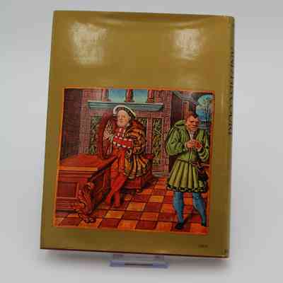 Back cover of "Henry VIII and His Court": The back cover features a painting of Henry VIII playing the harp.