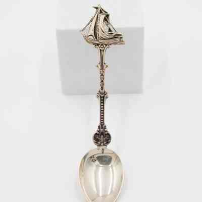 Set of Silver Spoons with Sailboat Handle
