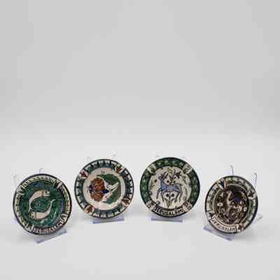 Set of Ceramic Painted Ashtrays with Various Animals