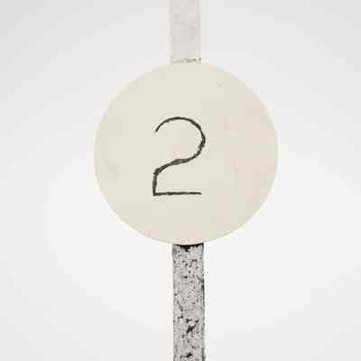 2nd place sign: A wooden circle with a handwritten, "2."