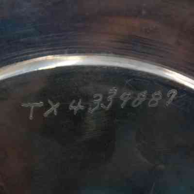 Bottom of plate with engravement: "TX4339887."