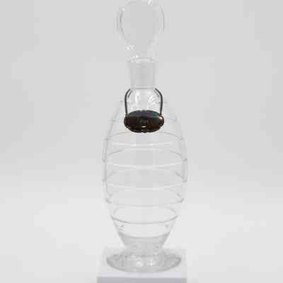 Banded Crystal Decanter with Metal "Port" Label