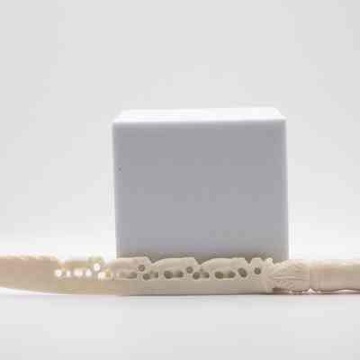 Small Thin Carved Ivory Letter Opener with Small Elephants on Blade