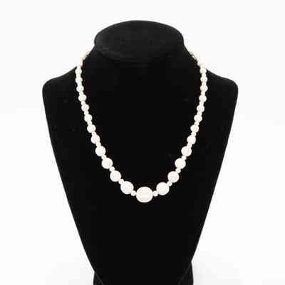 Ivory Necklace with Round Grooved Beads