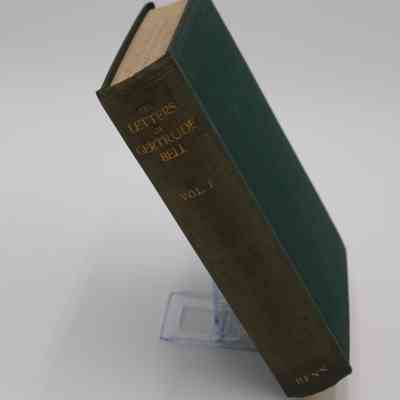 Spine of “The Letters of Gertrude Bell: Volume 1": The spine is brown and reads in horizontal text, “The Letters of Gertrude Bell: Volume 1; Benn."
