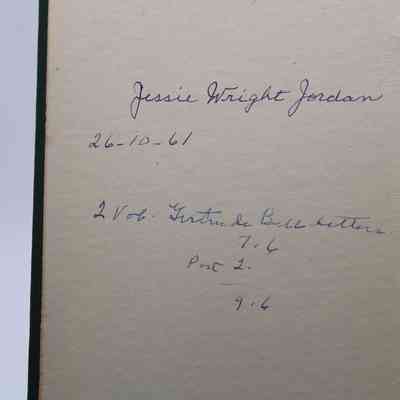 Writing inside “The Letters of Gertrude Bell: Volume 2": In blue pen, "26-10-61; 2 Vol. Gertrude de Bell letters. 7-6, Part 2, 9-6"