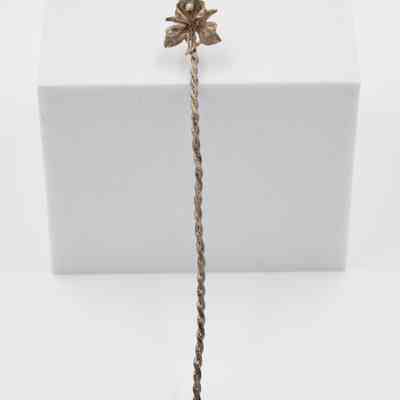 1932 Silver Bolivar Coin Spoon with Twisted Rope Handle and Orchid Handle Topper