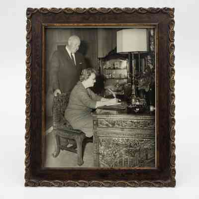 Photograph of L.T. and Jessie Jordan Sitting at their Hong Kong Desk