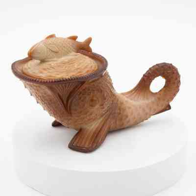 Brown Fish-Shaped Bowl with Cover