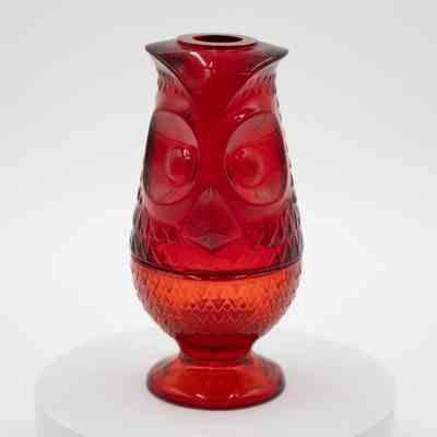 Red Viking Glass Owl Fairy Light