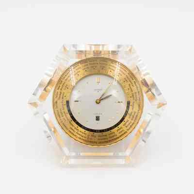 Gold and Glass Luxor 8-Day World Time Desk Clock