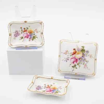 Royal Crown Derby Rectangular Cigarette Box with Cover and Rectangular Ashtrays