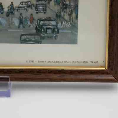 Signature in Bottom Right Corner of Painting and Trademark in Bottom Right Corner of Frame: The signature is from an "H. Moss." Trademark in bottom of painting, "© 1981 - Times 4 Art. Guildford MADE IN ENGLAND, T4 407."