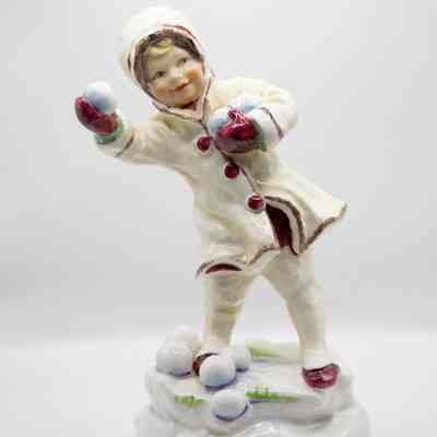 Ceramic Figurine of Child Throwing Snowballs