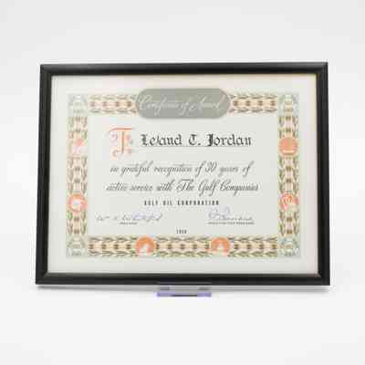 Gulf Oil 30 Years of Service Certificate