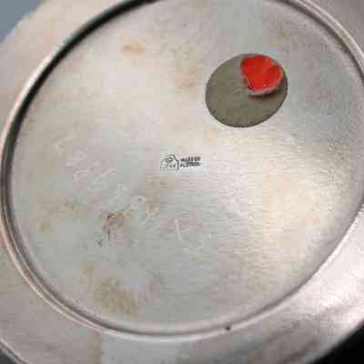 Bottom of dish: The bottom of the dish has an orange sticker and an engraved "TX 4339887."