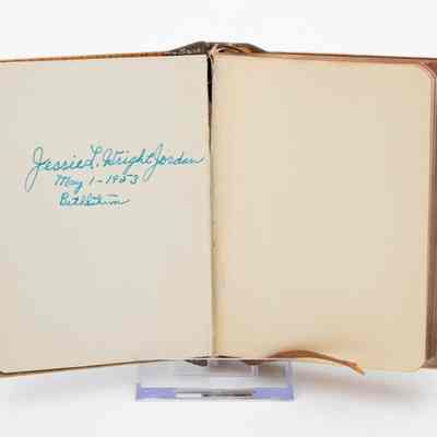 Inside of New Testament: In blue pen, "Jessie L. Wright Jordan; May 1 - 1953; Bethlehem"