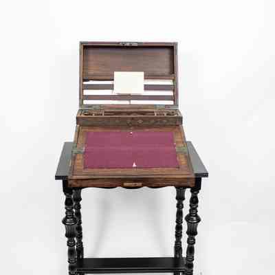 Wood Venezuelan Folding Desk on Black Table