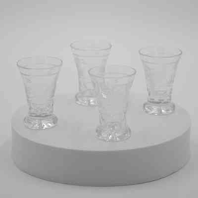 Set of Small Glasses Etched with Grapes
