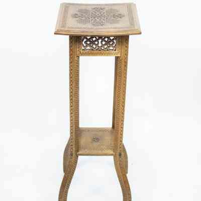 Small Square Carved Wooden Table