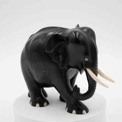 Black Ebony and Ivory Elephant