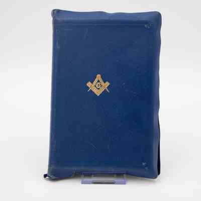 Blue Leather Masonic Presentation Bible and Box