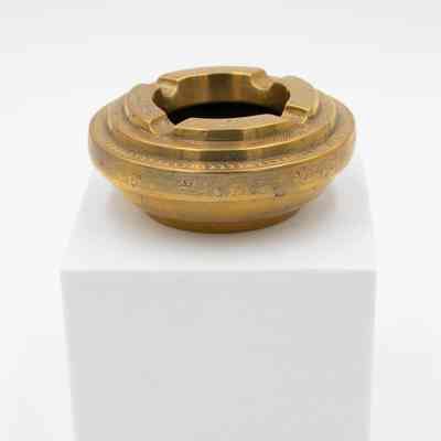 Short Brass Ashtray with Engraved Floral Motif