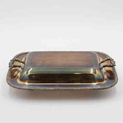 Silver Rectangular Vegetable Server with Cover