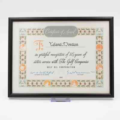 Gulf Oil 32 7/12 Years of Service Certificate