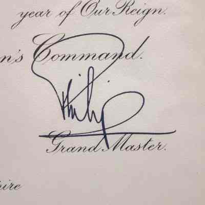 Grand Master's signature: A signature over a printed "Grand Master."