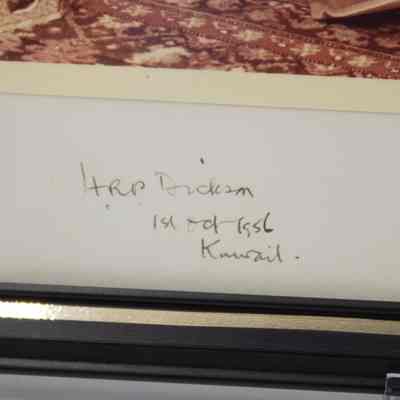 Signature: H.R.P Dickson's signature, "1st [illegible] 1556; Kuwait."