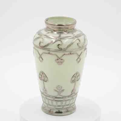 Light Green Vase with Silver Inlay