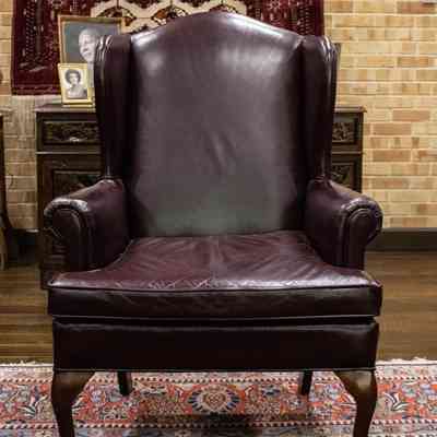 Maroon Leather Wingback Chair