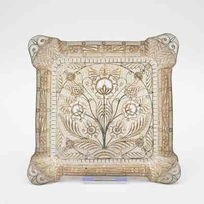Square Silver Filigree Lace Tray