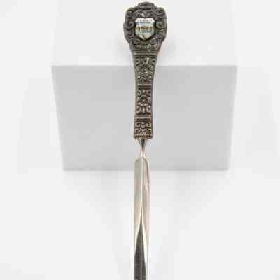 Silver Letter Opener with Kuwaiti Crest on Handle