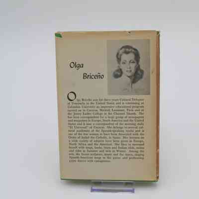 Back Cover of “Cocks and Bulls in Caracas”: The back cover of “Cocks and Bulls in Caracas” features a black and white drawing of the author, Olga Briceño. It also has a brief biography on her.