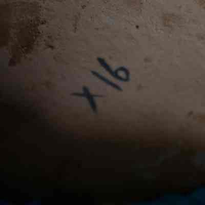 Bottom of ceramic: The ceramic is a paler brown with, "X16."