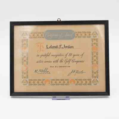 Gulf Oil 10 Years of Service Certificate