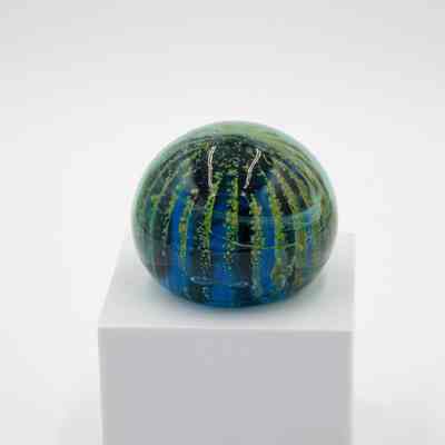 Blue and Green Round Glass Paperweight