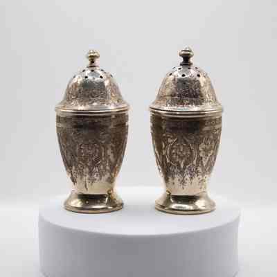 Pair of Persian Silver Salt and Pepper Shakers