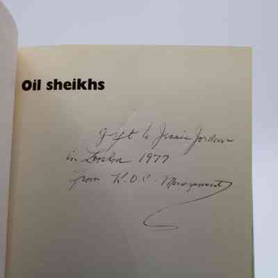 Handwritten note inside cover: In black cursive, "gift to Jessie Jordan in London 1977 from K.O.C. Management."