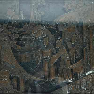 Hong Kong nesting table top: The image depicts intricately carved nesting tables from Hong Kong with glass tops, featuring ornate scenes of people and landscapes.