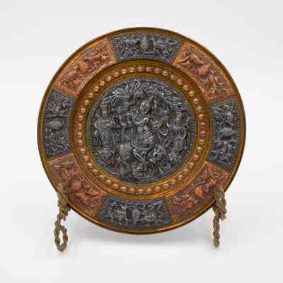 Brass Orange and Black Vishnu Plate