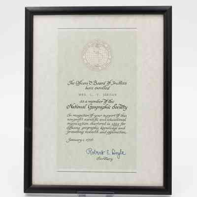 National Geographic Society Member Certificate