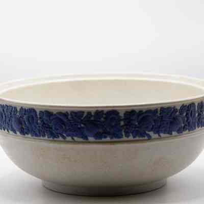 White Wedgwood Bowl with Blue Flowers Around Rim