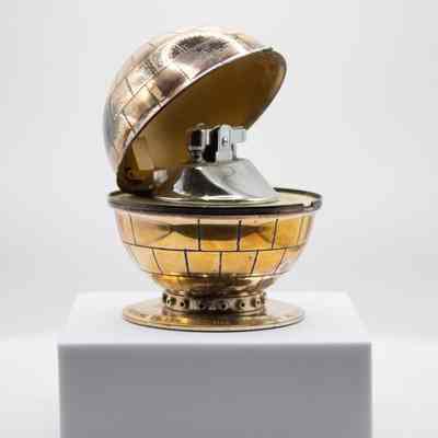 Silver and Brass Globe-Shaped Lighter