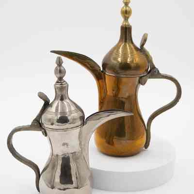 Pewter and Brass Coffee Pots