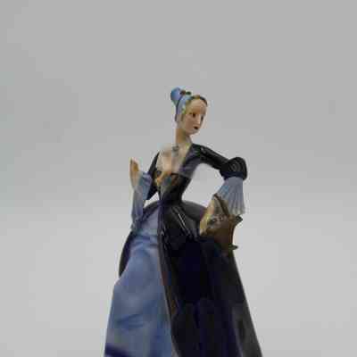 Blue Dressed Porcelain Figurine with Basket (Broken, Off Display)