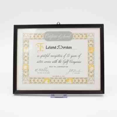 Gulf Oil 15 Years of Service Certificate