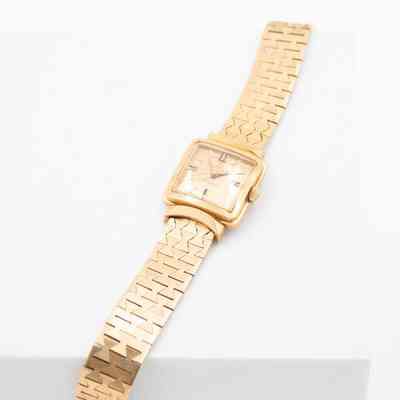 Gold Omega Ladymatic Watch in Black Case